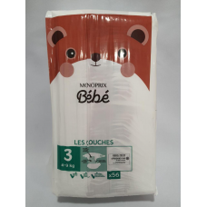 Підгузки Monoprix Bebe 3 розміру 4-9 кг  56 штук.