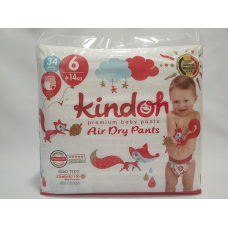 Памперси, підгузники-трусики  Kindoh розмір 6 (14+ кг.)  34 шт.