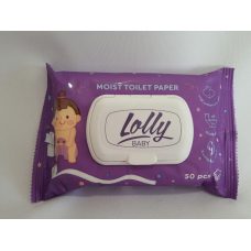 Вологий туалетний папір Lolly baby з пластиковим клапаном 50 шт в уп.