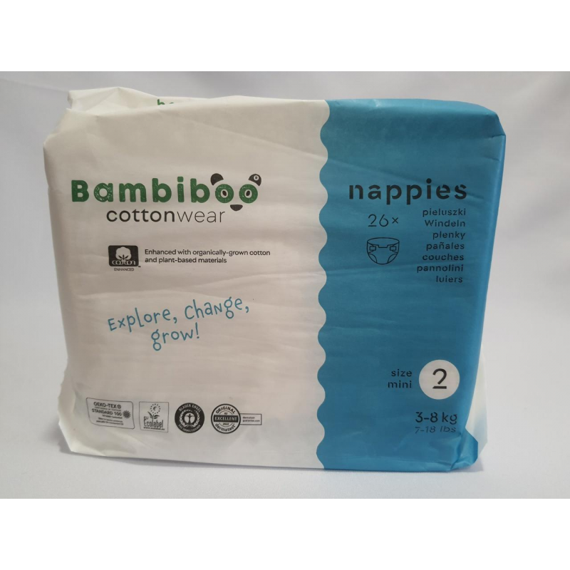 Підгузки Bambiboo розмір 2 (3-8кг.) 26 шт. в уп., памперси