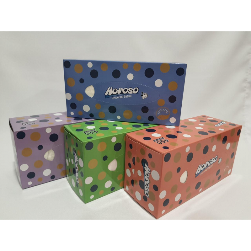 Серветка косметична “Horoso“ 3х шар картон 450 аркушів 4 упаковки