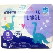 Підгузки 8 розміру Milette Baby care 17+ кг 29 штук